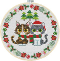 Awesocrafts Cross Stitch Kits Two Christmas Kittens 11CT Stamped Patterns Easy Cross Stitching Embroidery Needlework Kit Supplies (Kittens) - color: Kittens