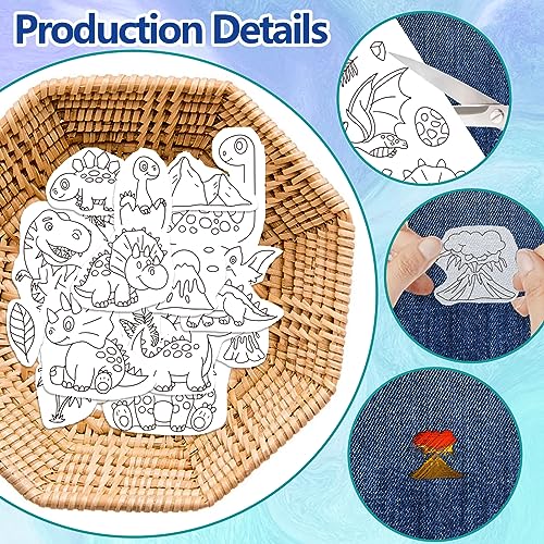 GLOBLELAND 4 Sheets Dinosaur Water Soluble Embroidery Pattern 8.3×11.7 inch - color: Dinosaur