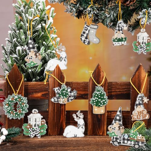 Realspring 20 Pcs Christmas Diamond Art Ornament 5d Winter Diamond Painting - style: Gnome