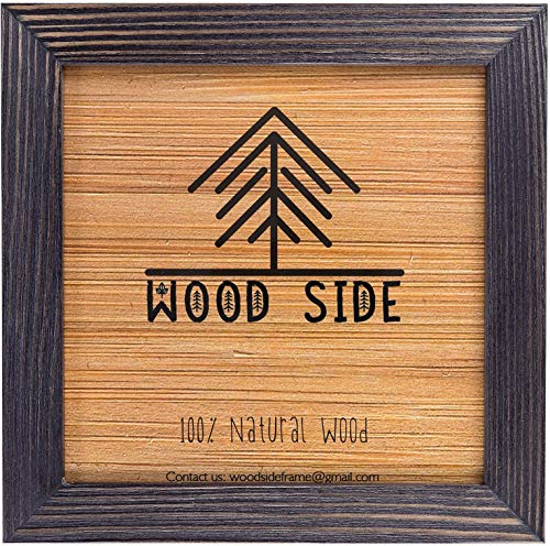 Rustic Wooden Square Picture Frames 8x8 - Set of 2-100% Natural Eco Distressed Wood with Real Glass for Wall Mounting and Tabletop Photo Frame - Dark Grey - color: Dark Grey