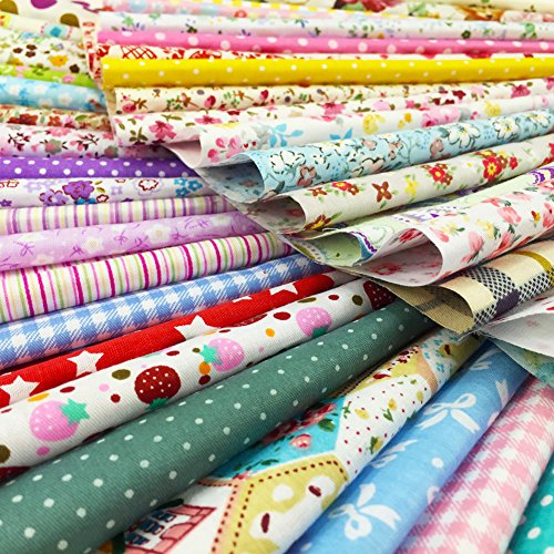 flic-flac 200pcs 4 x 4 inches (10cmx10cm) Cotton Craft Fabric Bundle Squares Patchwork Lint DIY Sewing Scrapbooking Quilting Dot Pattern Artcraft - size: 200pcs 10cm*10cm
