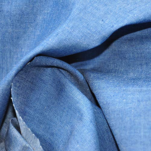 Indigo Blue 4.8 oz 100% Cotton Denim Chambray Fabric,56 Inches Wide, by The Yard (Pack of 3) - size: yard (Pack of 3)