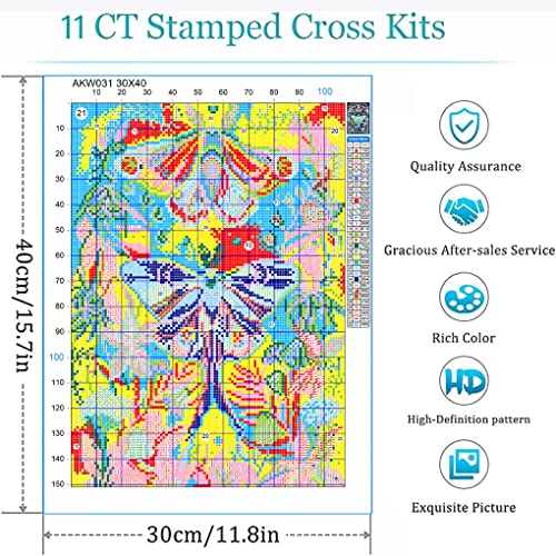 Eiazuiks Stamping Cross Stitch Kit, Sunset Counting Cross Stitch Kit for Adult Beginners, Full Line DIYStitching Kit for Home Decor Cross Stitch Patterns 12x16 inches - color: AKW084