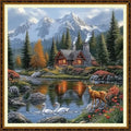 Redxing Counted Cross Stitch Kit for Beginners,Unprinted Needlepoint Kits for Beginners Cross Stitching Embroidery Kit 11CT Stitches kit-Home Scenery 18x18 inch - color: KitColors25
