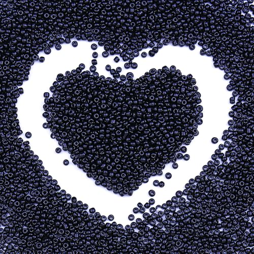 Legefo 4mm Glass Seed Beads Bulk, Black 6/0 Small Mini Pony Seed Beads, Tiny Round Craft Bead for Bracelet Necklace Wrist Jewelry Making Beading Weaving DIY Crafts Supplies, 1000pcs - color: Black