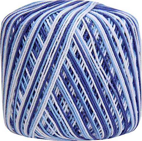 ThreadArt 100% Cotton Crochet Thread Size 3, Variegated Denim Blues 49 - color: VARIEGATED DENIM BLUES, size: SIZE 3 SINGLE