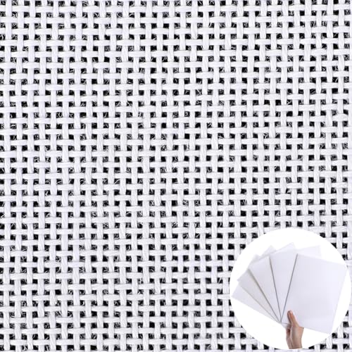 8 Pcs 18 Mesh Needlepoint Canvas 8" x 8" White Blank Embroidery Canvas 100% Cotton White Needlework Fabric Twist Interlock Line for Cross Stitch DIY Crafts Project Home Gift Decor - size: 8" X 8", style: 18 Mesh