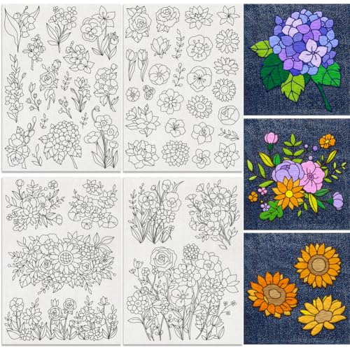 43Pcs Flower Leaf Water Soluble Hand Sewing Stabilizers - style: Various Flower