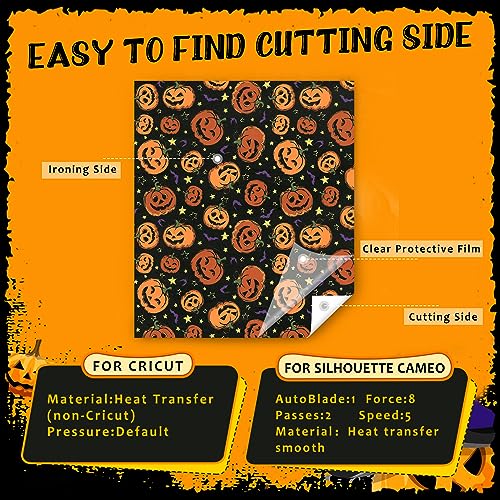 HTVSTD Pumpkin Halloween HTV Heat Transfer Vinyl 12pcs 12×10in - color: Pumpkin