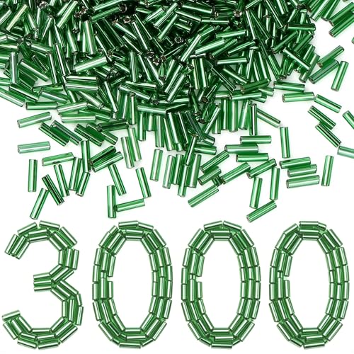 XIANNVXI 3000pcs Green Glass Bugle Beads - color: Dark Green