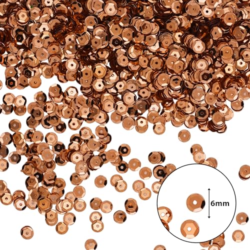 Mandala Crafts 6mm Cup Round Brown Sequins for Sewing Embroidery - color: Brown, size: 6mm Cup Sequins