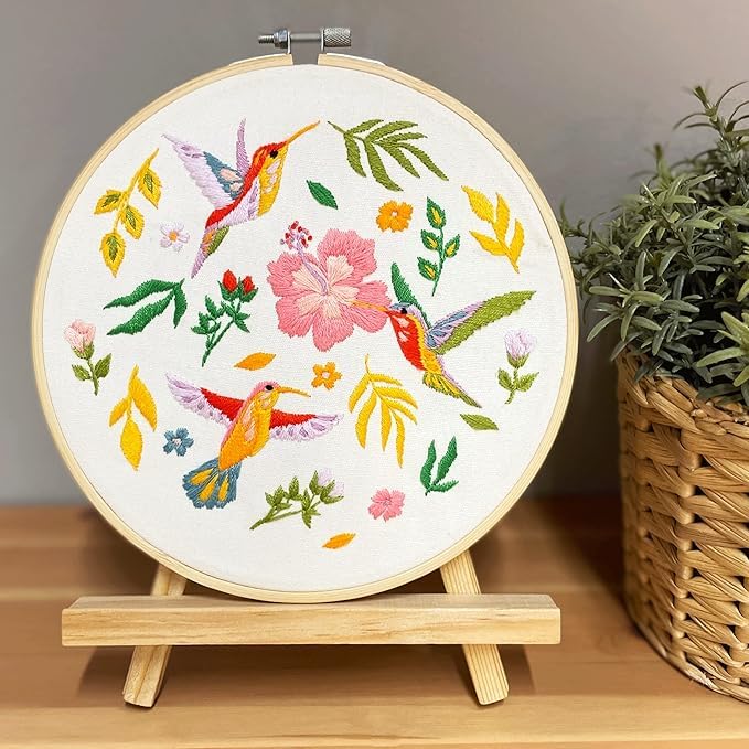 3Pcs 8 Inch Bamboo Embroidery Hoops with Sewing Scissors, Seam Ripper,Needle Threader, Round Cross Stitch Hoops with Adjustable Screw, Lightweight & Durable Craft Hoops. (Yellow) - color: Yellow