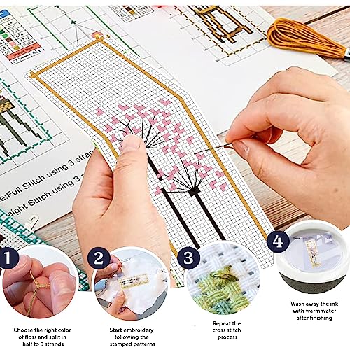 FREEBLOSS 6 Set Cross Stitch Bookmark Kit Dandelion Pattern 8''x2.4'' 11CT - style: Dandelion