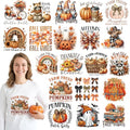 Dazoratix Fall Iron on Transfers - 20 Sheets Pumpkin Autumn DTF Ready to Press Bow Ghost Heat Patches Stickers Vinyl Decals for T Shirts Clothes Hoodies Pillow Bag Hat DIY Crafts Appliques Decorations - style: Fall
