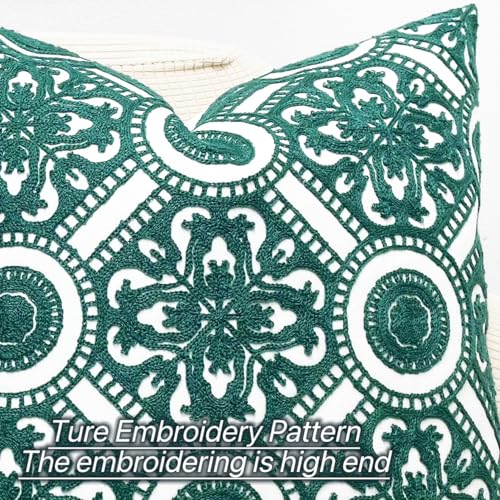 Slow Cow Embroidered Throw Pillow Cover 18 x 18 Inch Teal - color: Dark Green Kaleidoscope, size: 18" x 18" (Pack of 1)