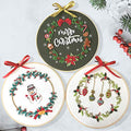 Embroidery Kit Merry Christmas Snowman Ornaments Wreath Awesocrafts Full Range of Embroidery Starter Kits for Beginners Adults DIY Handmade Easy Patterns (3 Pack) - color: 3 Pack