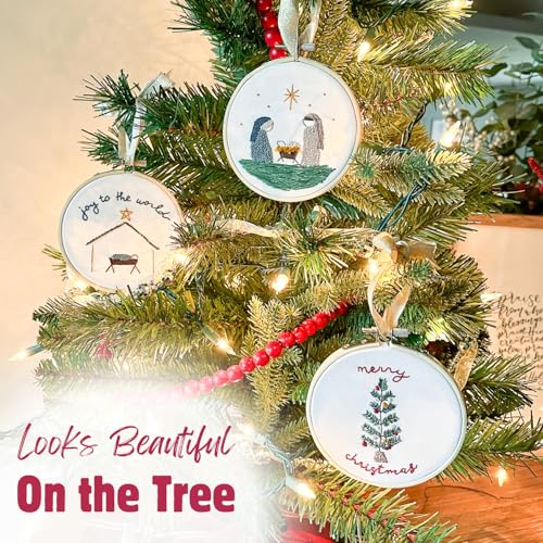 Elly & Grace Christian Embroidery Kit with Embroidery Hoop, Easy Embroidery Kit for Beginners and Adults, Full Embroidery Hoop Kit with Needles and Thread Included (Joy to The World) - style: Joy to The World
