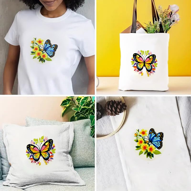 Zhenqing Butterfly Embroidery Kit 11.4x11.4 Inch - Complete Embroidery Set with Fabric, Threads, Needles & Hoop - Beginner-Friendly DIY Craft Kit for Adults (C0041) - color: C0041