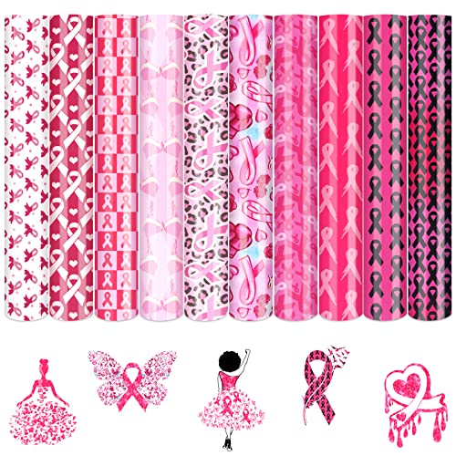 Tintnut Pink Ribbon Heat Transfer Vinyl,10 Sheets 12×10in Iron on Vinyl - color: Ribbon-Pink
