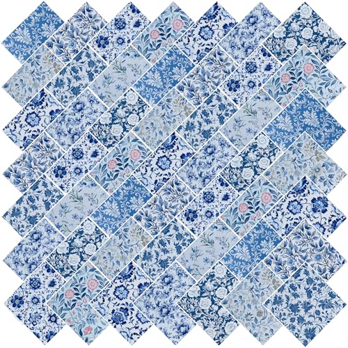 50pcs 12 x 12 inches Cotton Fabric Bundle-Blue Paisley - color: Blue Paisley, size: 12” x 12”