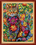 Redxing Stamped Cross Stitch Kits - Beach Night Landscape Counted Cross Stitch Kits for Beginners Adults Needlepoint Cross-Stitch Patterns-Flower Cat 16x20 inchs - color: ArtsKit05