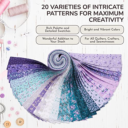 Tinyspool & Co.'s Twirlie Roll 40 Precut Quilting Fabric Strips for Quilting Supplies, Crafting, and Sewing, Soft Cotton Strip for Blanket, Rug, Upholstery, Home Decor, and Purse Making, Merry Mermaid - color: Merry Mermaid