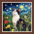Dimxvean Counted Cross Stitch Kits for Adults,11CT Unprinted Cross-Stitch Pattern Embroidery Kit Cross Stitching Kit Supplies Needleworks Set-Night Moon Cat 18x18 inchs - color: SetColor20