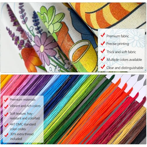 Zhenqing Osmanthus Tree Embroidery Kit for Beginners, Sweet Olive Blossom Craft Set with 20cm Hoop, Printed Design on 29x29cm Cotton Fabric, DIY Nature Wall Art (JCD0100)