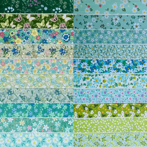 100% Cotton Jelly Roll Fabric Strips for Quilting and Sewing- Green Mood - color: Green Mood