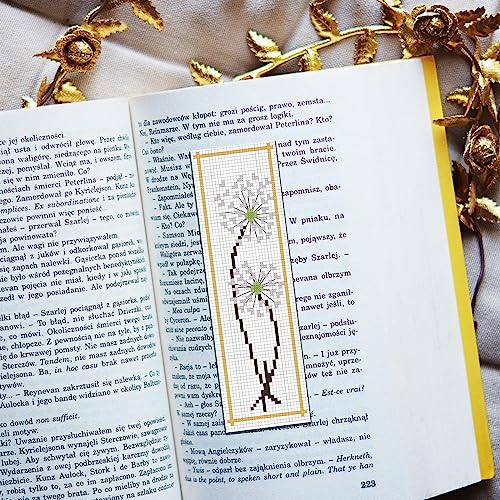 FREEBLOSS 6 Set Cross Stitch Bookmark Kit Dandelion Pattern 8''x2.4'' 11CT - style: Dandelion