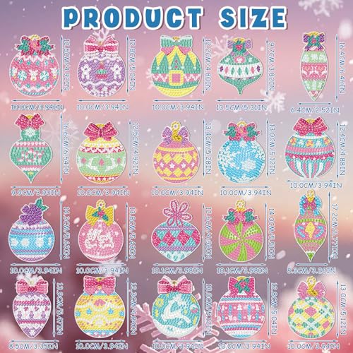 Tondiamo 20 Pcs Christmas Diamond Painting Keychain Kits 5D DIY Diamond Art Pendants Double Sided Hanging Key Chains for Christmas Party Decoration DIY(Macaron) - style: Macaron