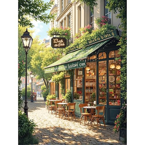 cafes Stamped Cross Stitch Kits for Adults -Embroidery Kits for Beginners Adults,11 CT Patterns Dimensions Counted Cross Stitch Kits for Adults Arts Craft 12x16 inch - color: Cross stitch-7