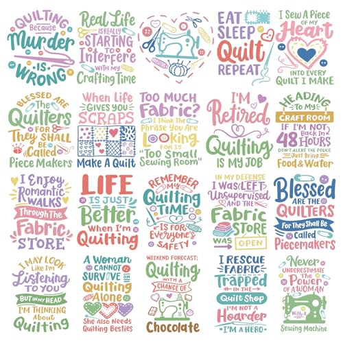 20 Pcs Funny Quilting DTF Transfers Ready to Press - style: Funny Quilting