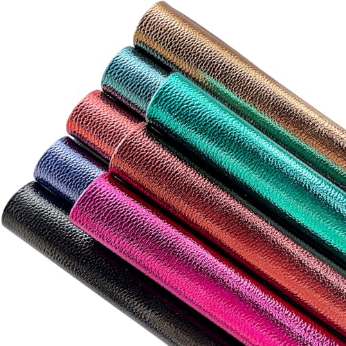 8 Pcs Metallic Lichi Texture Faux Leather Sheets, 8.3" x 11.8" Shiny Colored PU Leather for Hair Bows Jewelry Making - color: Lychee-colorful