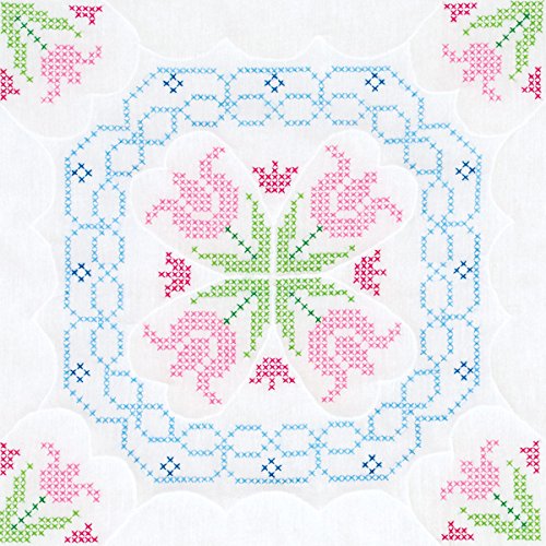 Jack Dempsey Needle Art 732296 Xx Lace Tulips White 18" Quilt Blocks