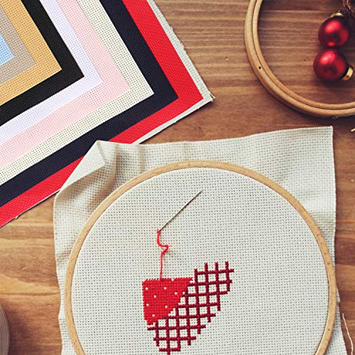 10pcs Cross Stitch Fabric DIY Cross Stitch Aida Cloth Fabric for Embroidery DIY Handmade Art Craft (5.9×5.9in)