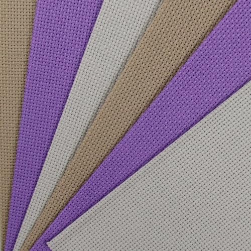 KCS 4/6 pc of 12" x 18"(30cmx45cm) 18CT Counted Cotton Aida Cloth Cross Stitch Fabric (6 pc,Pearl Grey+Khaki+Lavender) - color: Pearl Grey+khaki+lavender, size: 6 pc