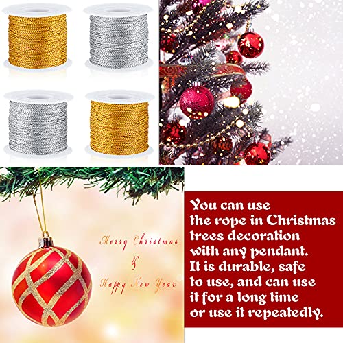 Shappy 440yards x 1mm Metallic Cord Tinsel Rope, Metallic Gold Silver - color: Metallic Gold Silver