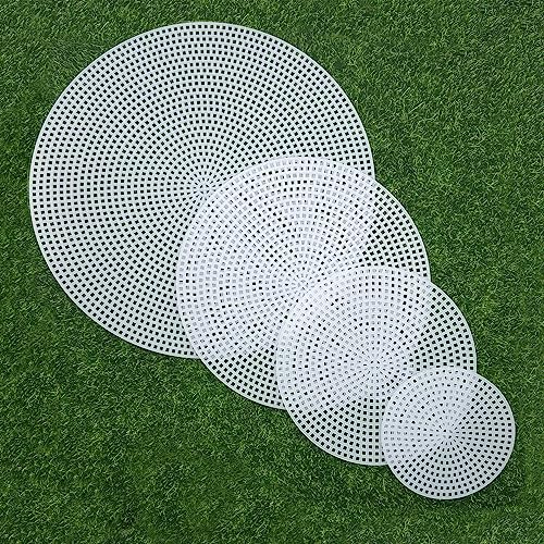 Allazone 58 PCS Mesh Plastic Canvas Sheets 5 Size Round Clear Plastic Canvas for DIY Crafts Embroidery Cross Stitch, Acrylic Yarn Crafting, Knit and Crochet Projects - color: 58 PCS - Circular