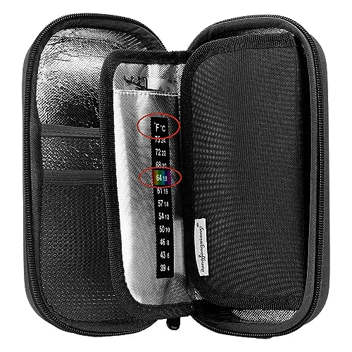 YOUSHARES Insulin Cooler Travel Case - Handy Medication Insulated Diabetic Carrying Cooling Bag for Insulin Pen, Glucose Meter and Diabetic Supplies with 3 Cooler Ice Pack - color: 01 Eva Dk