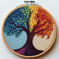 Punch Needle Kits for Beginners Abstract Colorful Tree 20x20cm(3) - color: 01-Tree