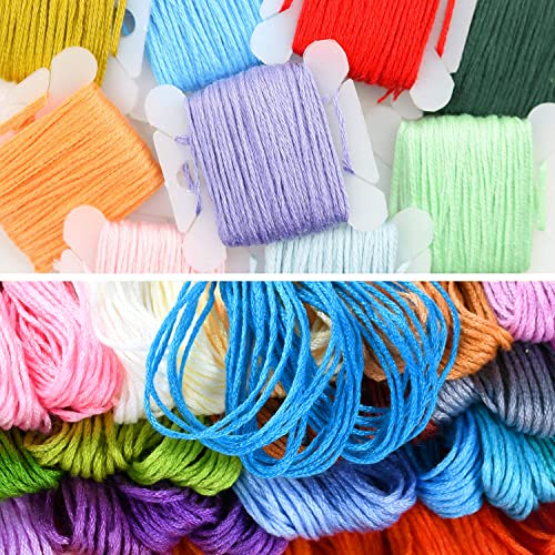 VICOVI Friendship Bracelet String Kits, 100 Colors Embroidery Floss and 15 Skeins White & 15 Skeins Black Color, 10 Pcs Plastic Floss Bobbins for Cross Stitch Threads Bracelet Yarn Craft Floss - color: 100 multicolor + 30 White&Black