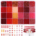 LAIDANLA 7500pcs Red Glass Seed & Bugle Tube Beads Kit for Jewelry Making - color: Red
