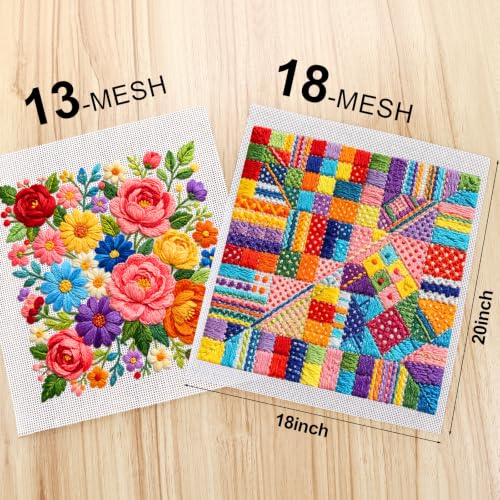 Needlepoint Canvas, 20" X 18" Embroidery Blanks, 13 Mesh Needlepoint Canvas, Blank Canvas Cloth, White - color: White