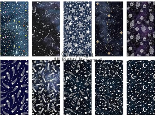 Craftido -25 Options- 100% Cotton Quilting Fabric Bundles 10pcs Fat Quarters 18”x21”-Medium Weight 5.2 oz- Soft Cotton for Quilting, Sewing Project, Patchwork, DIY Crafts – Starry Sky - color: Starry Sky