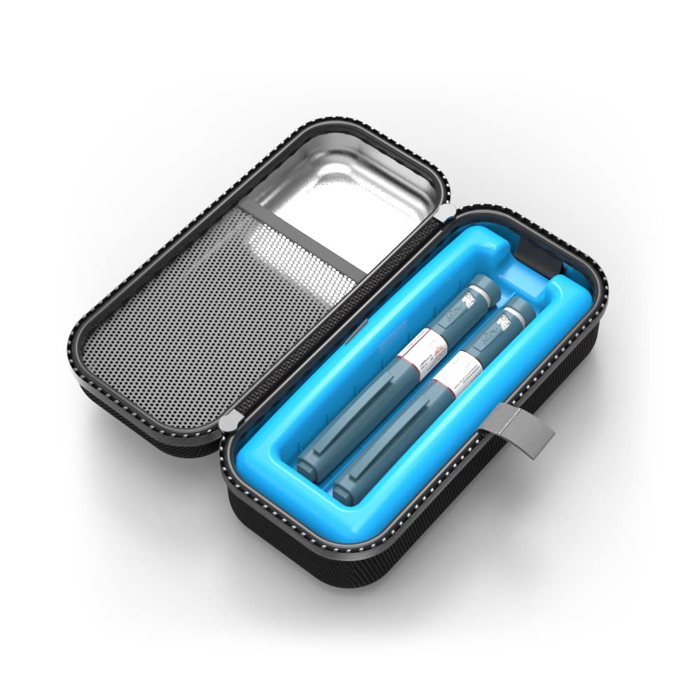 SHBC Insulin Pen Carrying Case Portable Medical Cooler Bag for Diabetes with Protective Ice Brick - Convenient to Changing Needles with Each Injection - color: Black