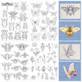 Rngmsi 4 Sheets Insect Embroidery Patterns Water Soluble Stick and Stitch - color: Insect