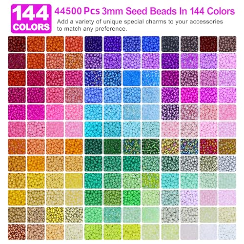 Redtwo 3mm Glass Beads for Jewelry Making, 45000PCS Bracelet Making Kit - size: 3mm-45000