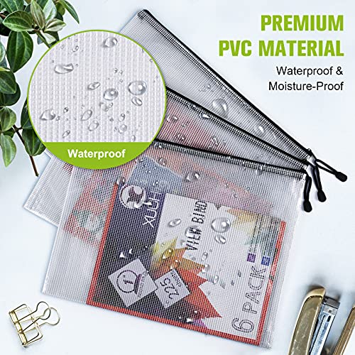 A3 Mesh Zipper Pouch Bag, 6PCS Waterproof Plastic Mesh Zipper Bag, Black - color: Black, size: A3 (17×12 inch)