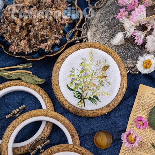 Framendino, 15 Pack Round Mini Embroidery Hoops 3 Inch Imitated Wood Display Frame Circle Cross Stitch Hoop Ring for Art Craft Sewing Hanging Ornaments - color: 3.15", size: 15 Pack